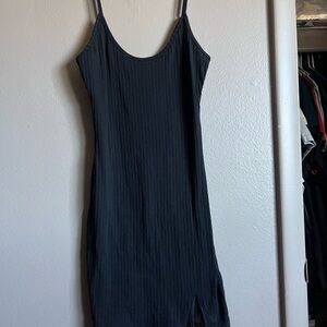 Black Spaghetti Strap Slip Mini Dress